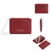 Pearl Chain Wallet Card Holder with Zipper Pocket - Red