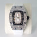 Diamond Tonneau Watch with Crystal Embellished Case - Silver White