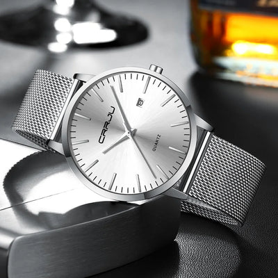 Silk Mesh Dial Timepiece With Calendar Window Luxe Neo