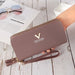 Zip Around Wallet with Tassel Strap Quilted Pattern - Bean Paste