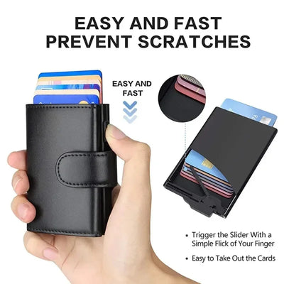 Structured Slim RFID Wallet Card Holder Trifold Compact - WO2MEN