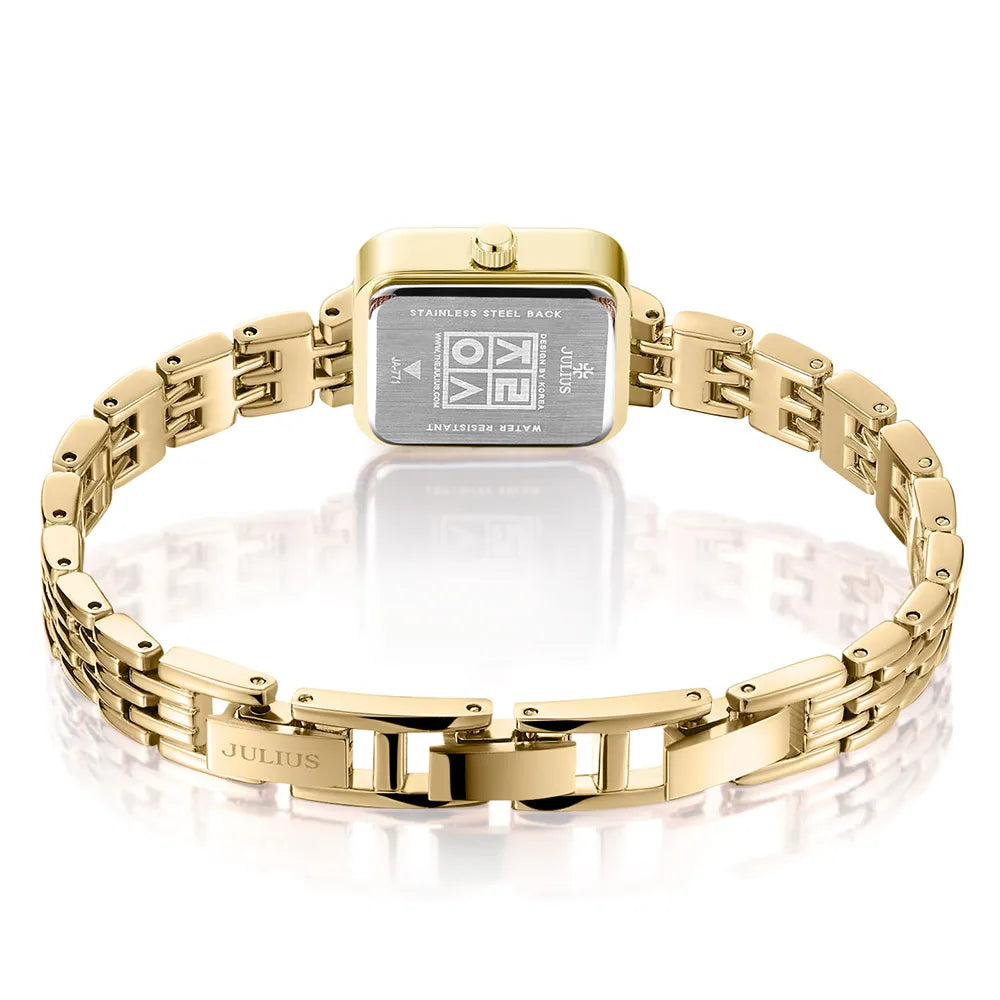 Womens Watch Dual Layer Dial Square Case Elegant