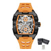 Automatic Skeleton Wristwatch with Transparent Movement - Black Orange