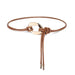 Slim Waist Rope Belt with Decorative Metal Ring - Light Brown