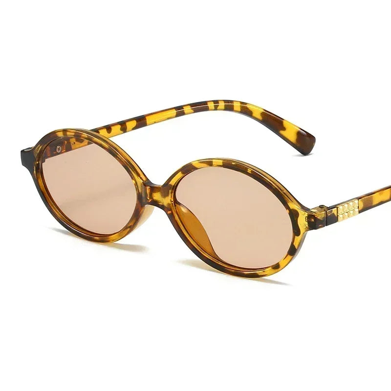 Oval Sunglass UV400 Lens for Everyday Wear All Day - Leopard Tea