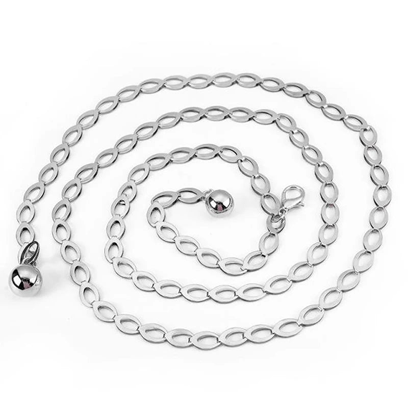 Elegant Hollow Out Chain Belt with Ball Ends Details
