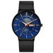 Mens Wristwatch with Date Window And Water Resistance - Black Rose Blue