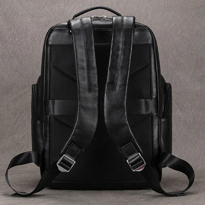 Double Layer Leather Backpack for Men with USB Charging