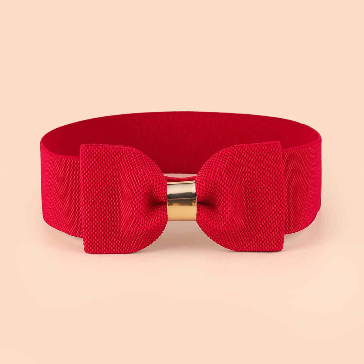 Butterfly Bow Buckle Dress Belt with Stretch Fit - Red
