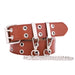 Women Double Ring Eyelet Belt for Dress Jeans - Camel