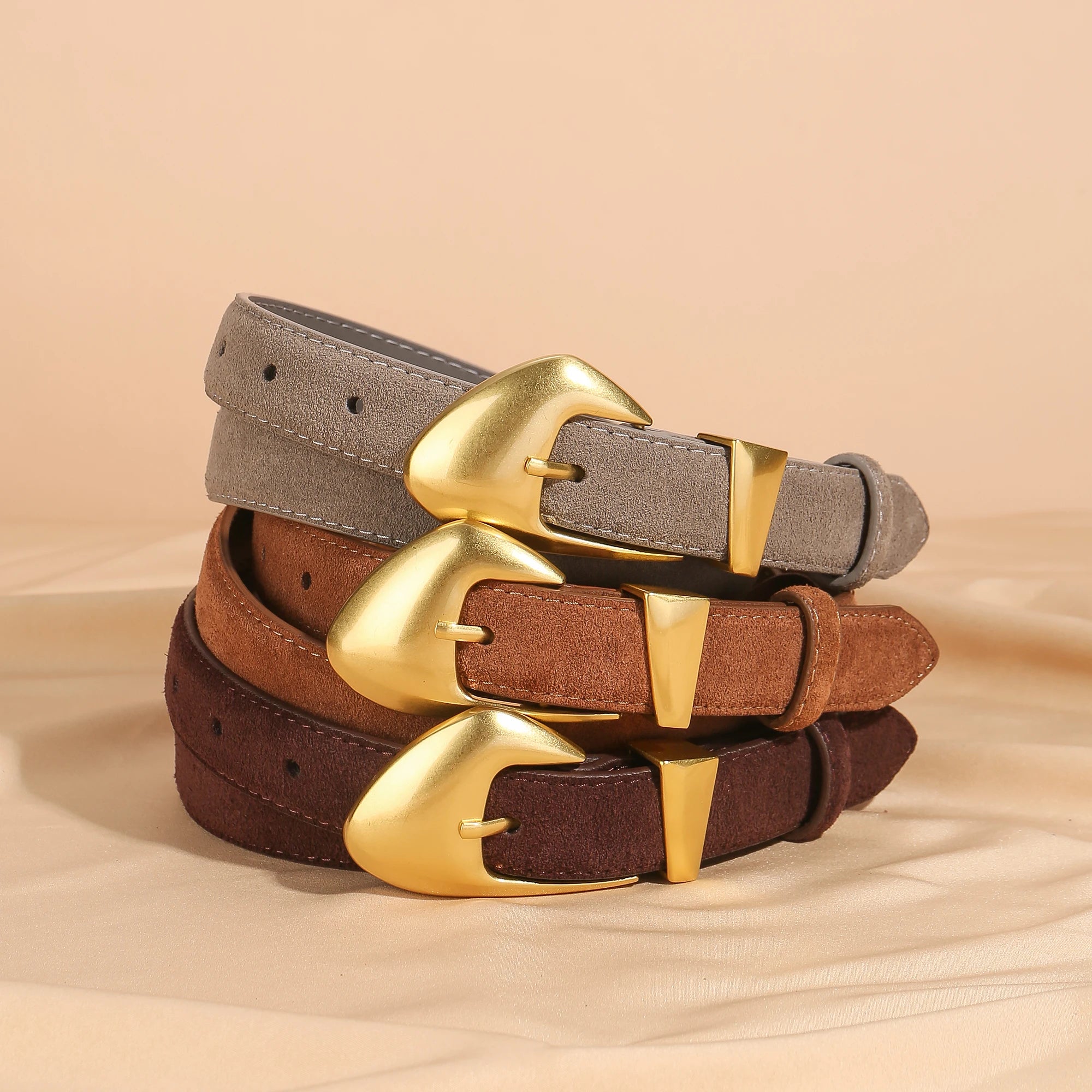 Belt Vintage Style with Gold Buckle