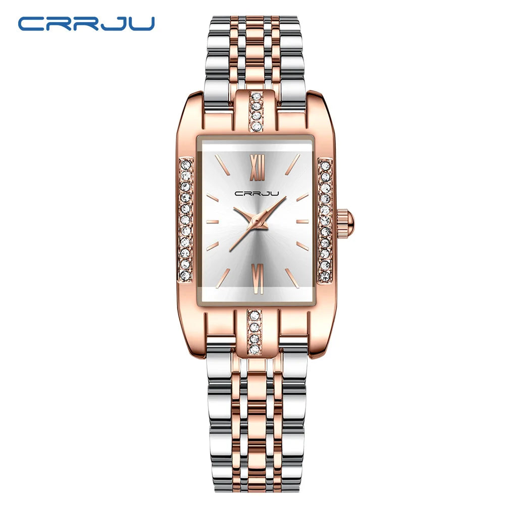 Rectangular Crystal Embellished Bracelet Watch Sparkle