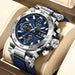 Chronograph Watch with Silicone Strap Dual Display - Blue