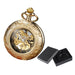 Lux Retro Skeleton Pocket Watch with Chain Exquisite - Gold With Box
