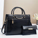 Structured Bucket Handbag with Gold Ring Handle - Black