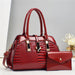 Crocodile Texture Handbag Tote with Top Handle - Red