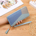 Geometric Patch Zip Wallet With Tassel Strap Wristlet - Blue