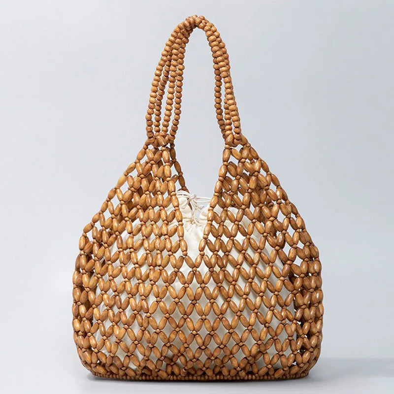 Handbag Beaded Woven Shoulder Bag for Everyday Use