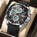 Wristwatch with LED Display and Multiple Time Zone - Silver Black