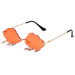 Cloud Rimless Sunglasses With Lightning Pendant - Orange