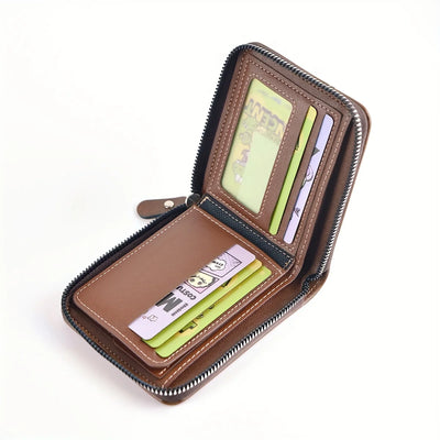 Wallet In Classic Zippered Compact Card Holder Travel - WO2MEN