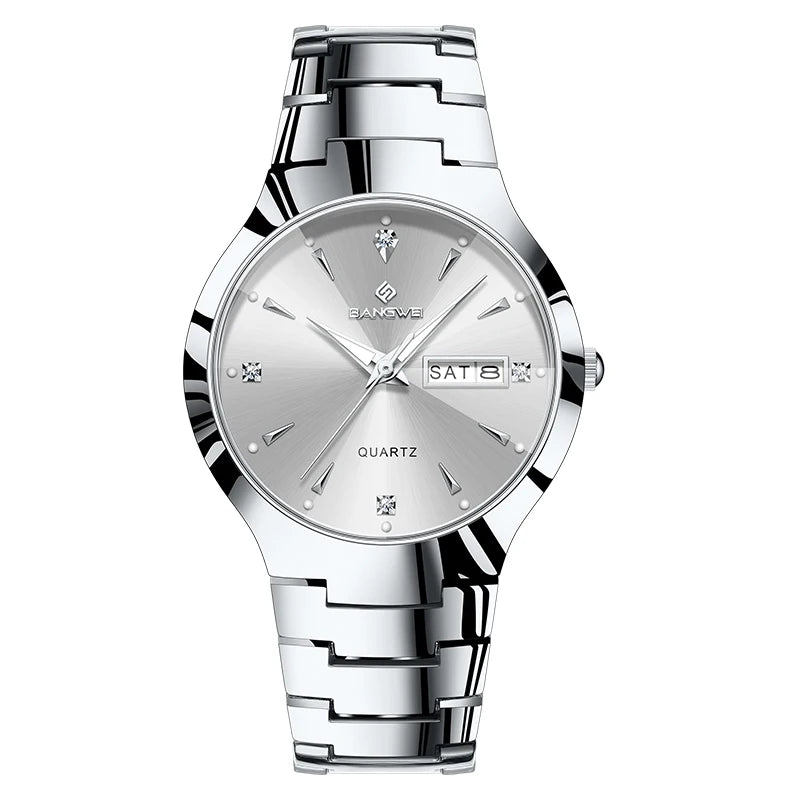 Women's Wristwatch with Luminous Dial Date Display - Silver White