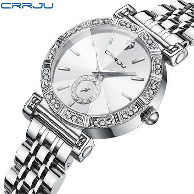 Diamond Accent Round Dial Crystal Watch With Crystals