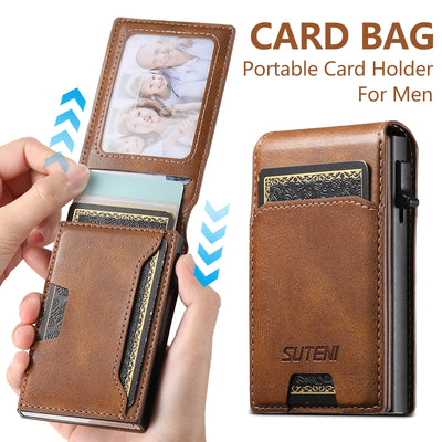 Wallet Card Holder With Auto Eject Card Slot Flip Case - WO2MEN