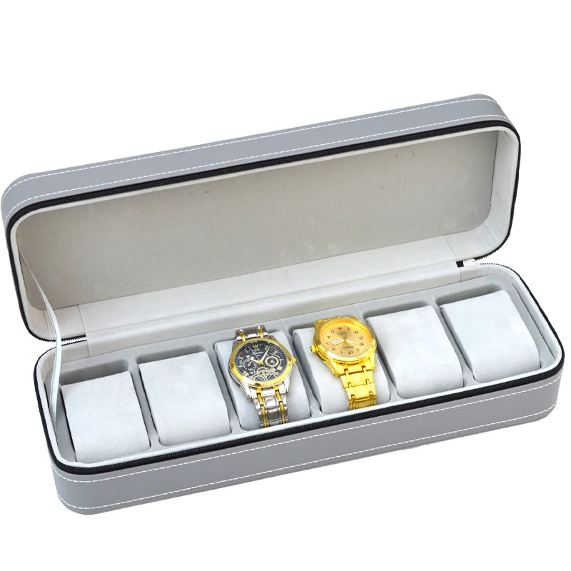 Watch Box PU Leather Travel Case with zip Closure