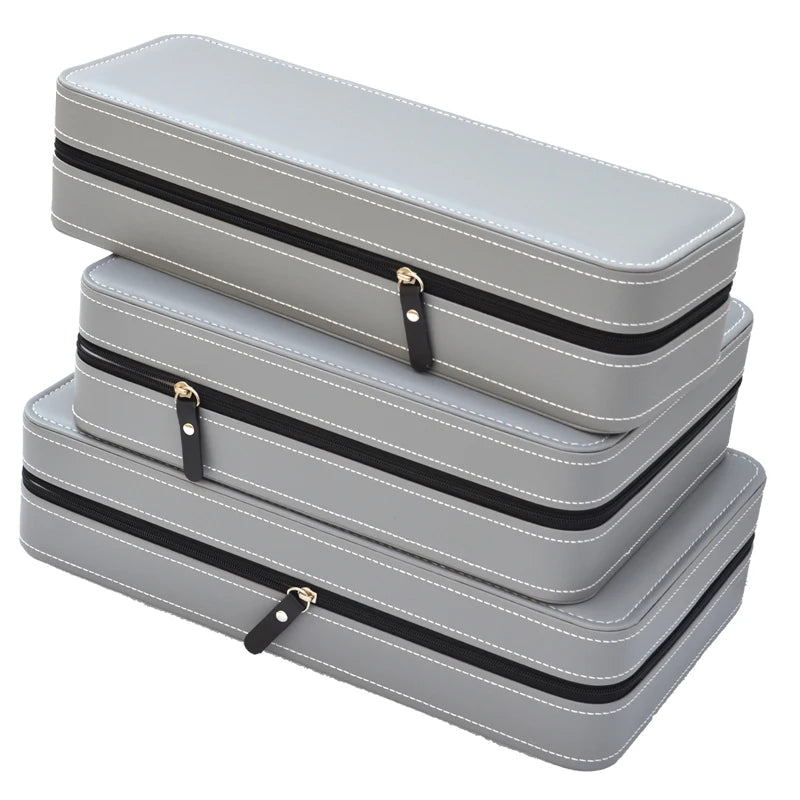 Watch Box PU Leather Travel Case with zip Closure
