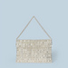 Sequin Disc Mesh Handwoven Shoulder Bag With Chain - White