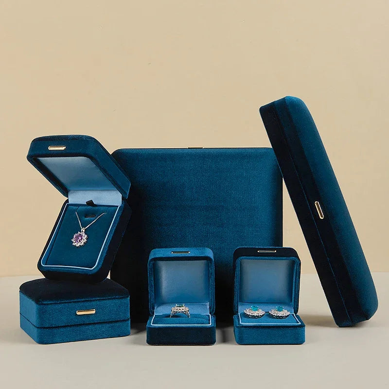 Rounded Edge Velvet Jewelry Box with Multi Compartments