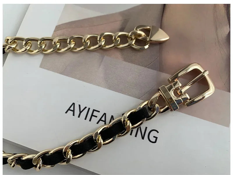 Elegant Metal Chain Belt with Tassel Clasp Premium
