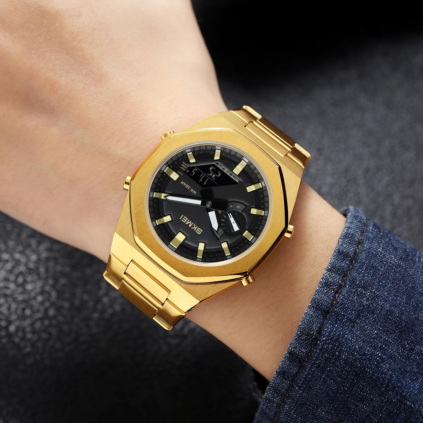 Stainless Steel Quartz Wristwatch for Men Digital