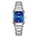 Quartz Watch with Luminous Dial and Diamond Markers - Silver Blue