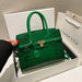 Crocodile Pattern City Satchel with Refined Structure - Green