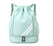 Drawstring Gym Backpack with Side Mesh Pockets - Green