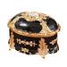 Ornate Velvet Jewelry Box with Crystal Ring Holder - Black