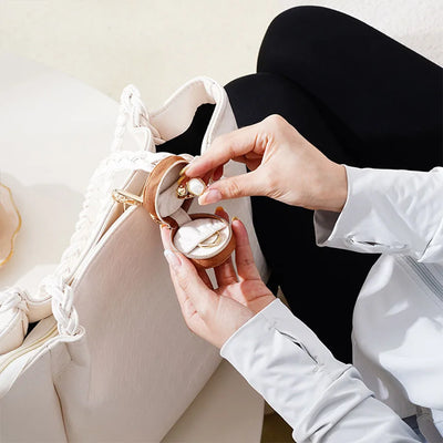 Round Mini Jewellery Box Portable Travel Storage Case