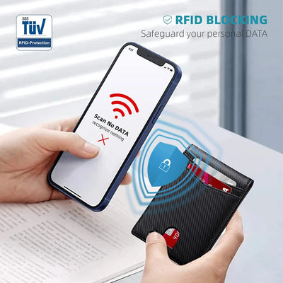 Carbon Fiber Slim Cardholder With RFID Shield Guard