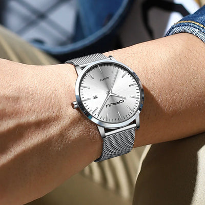 Silk Mesh Dial Timepiece With Calendar Window Luxe Neo