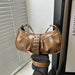 Retro Designer Buckle PU Leather Gothic Armpit Bag - Khaki