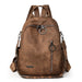 PU Leather Backpack for Women Large Capacity Everyday - Brown