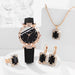 Wristwatch with Rhinestone Bezel Leather Strap - Colour 1