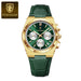 Refined Chronograph Timepiece for Formal Everyday Wear - Gold Green White
