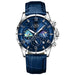 Watch Galaxy Moon Chronograph with Starfield Dial Art - Silver Blue