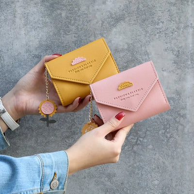 Envelope Wallet With Patchwork Flower Charm Keychain - WO2MEN
