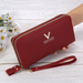 Zip Around Wallet with Tassel Strap Quilted Pattern - Red