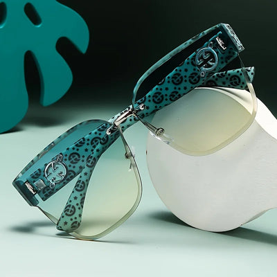 Gradient Large-Frame Sunglasses With Patterned Temples - WO2MEN