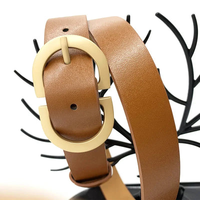 Belt with Double Ring Buckle for Everyday Wear - Camel